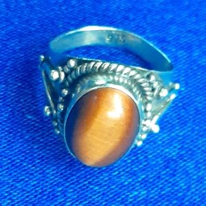 Tiger eye stone, sterling silver ring